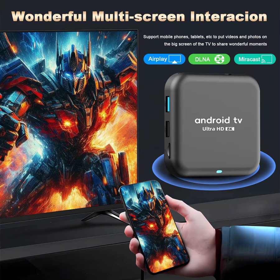 Smart TV Box Q18 Android 14 mit 8 GB RAM und 256 GB Speicher, Rockchip RK3518, 8K Video, Google Assistant und Bluetooth 5.4, Schwarz - Bild 4