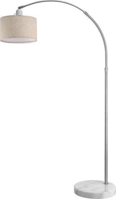 Monzana Bogenlampe Grau mit Leinen und Marmorsockel, höhenverstellbar - Bild 1