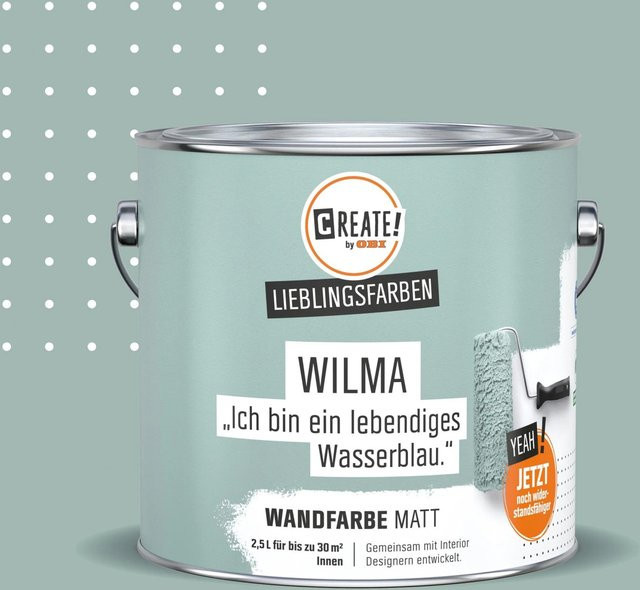 CREATE! by OBI Wandfarbe Lieblingsfarbe Wilma Wasserblau Matt, 2,5 l - Bild 1