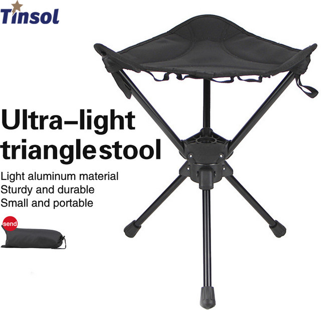 Tragbarer Outdoor Camping Hocker aus Aluminiumlegierung, rotierender Klappstuhl in Schwarz für Garten, Angeln und Picknick - Bild 1