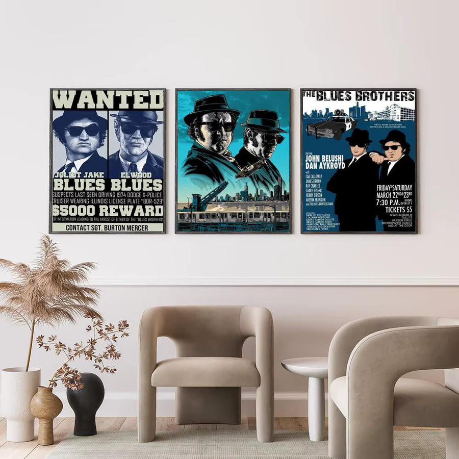 B-Blues B-Brothers Vintage-Filmplakat selbstklebend Wanddekoration im Hochformat - Bild 3