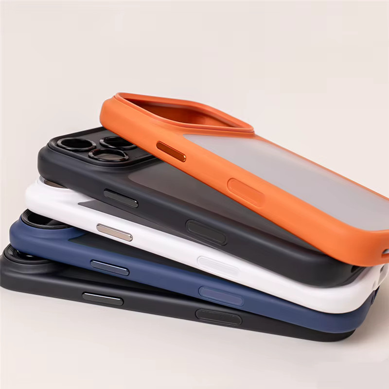 Active Touch Mattierte Panzerhülle für iPhone 17 Air, iPhone 16 Pro, iPhone 15 und iPhone 17 Pro Max – Transluzente Hybrid Stoßfeste Hartschalen-Handyhülle in Blau und Transparent - Bild 1