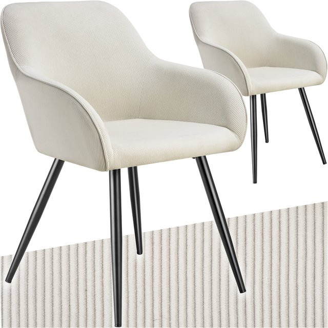 tectake Esszimmerstuhl Marilyn 2er Set gepolstert in Cordoptik mit Stahlbeinen B/T/H: 58 x 62 x 82 cm - Bild 1