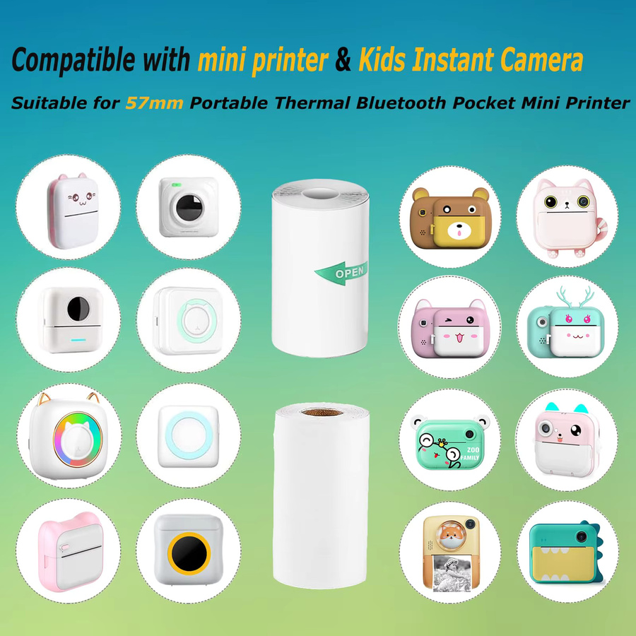 10 Rollen PeriPage Thermodrucker-Papierrollen für Mini-Taschendrucker, weiß, klebrig, 2,2 Zoll x 19 Fuß - Bild 2