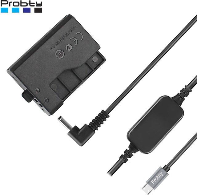 USB-C zu LP-E10 Dummy-Batterie für Canon EOS T6 T5 T3, Kiss X50 X70 X80 X90 und EOS 1100D 1200D 1300D 1500D in Schwarz - Bild 1