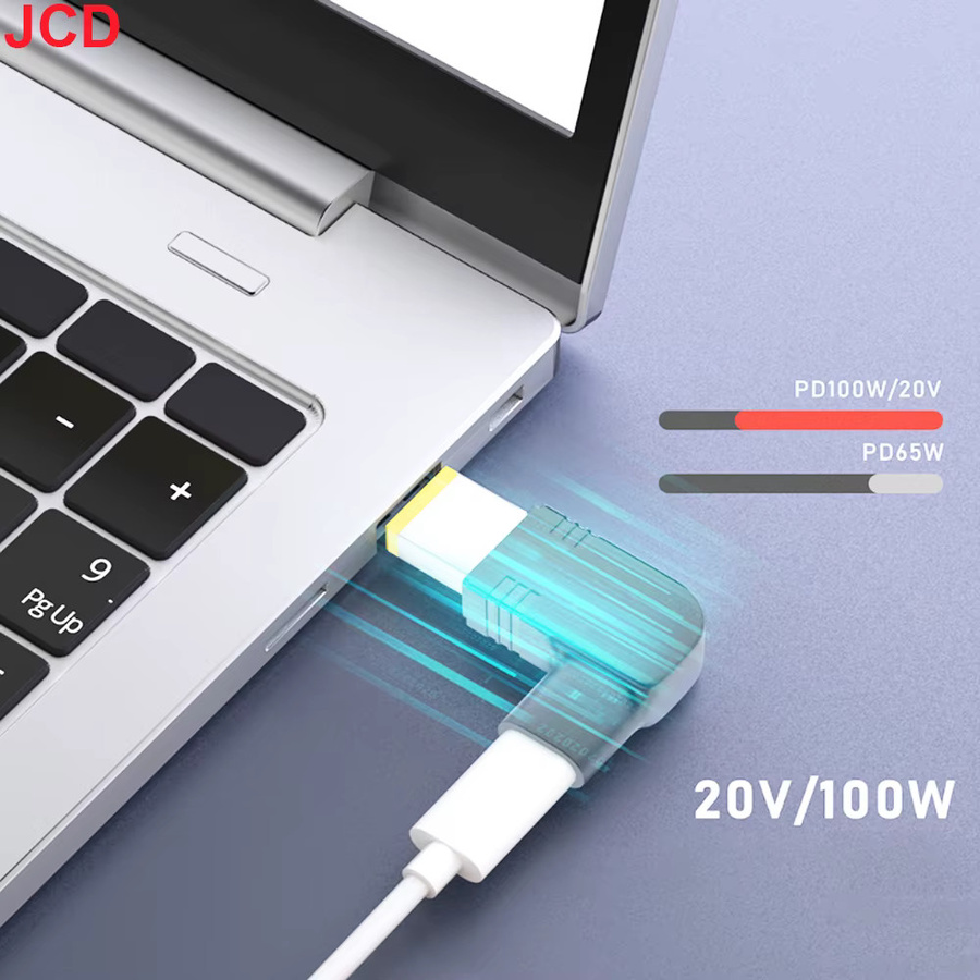 JCD USB Typ C auf DC-Stecker Konverter Laptop-Netzteil-Adapter 20V 100W in Schwarz für HP Dell Asus Acer Lenovo Notebook - Bild 2