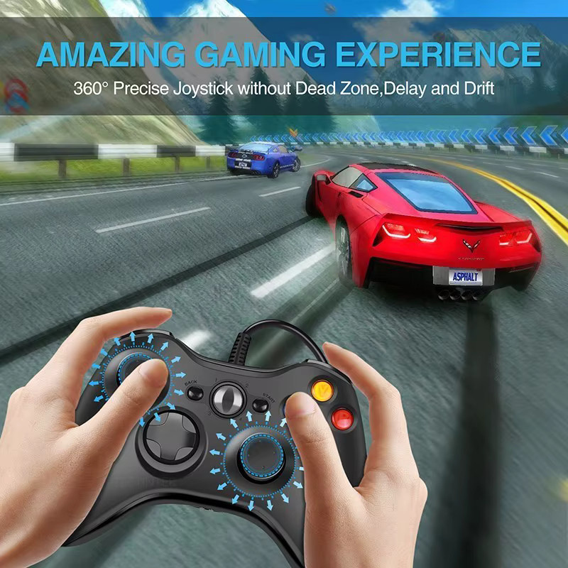 TECTINTER USB Wired Game Controller für Xbox 360 und PC in Schwarz - Bild 4