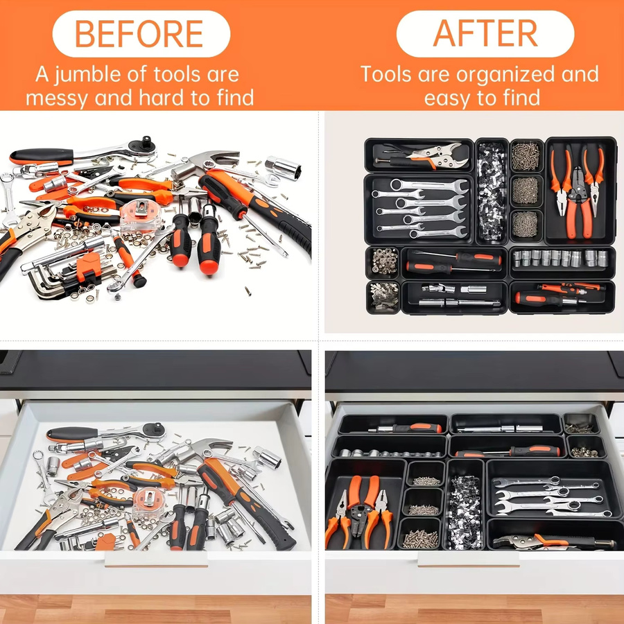 Werkzeug Organizer Box Set mit Schubladen-Teilern in Schwarz für Werkbank und Schrank - Bild 3