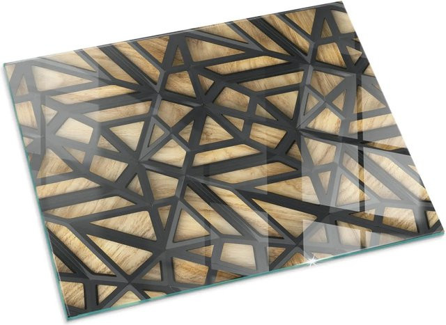 Tulup Kamin Glasplatte Geometrie aus Glas in Braun B: 80 cm, H: 60 cm - Bild 1