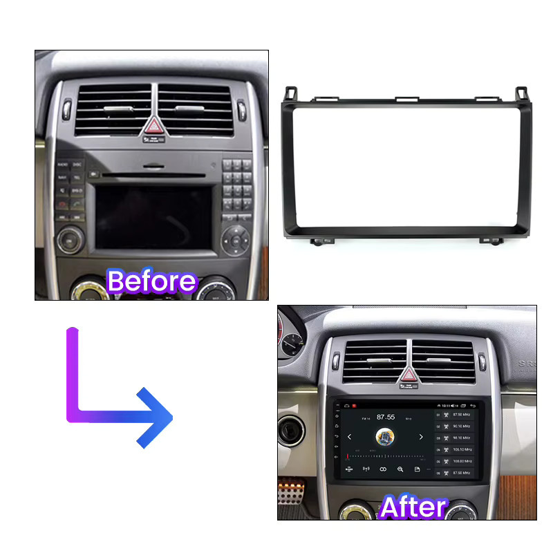 MEKEDE Autoradio Rahmen für Mercedes-Benz B200 in Schwarz mit 9 Zoll Lünette, Armaturenbrett Montage Panel und Canbus Protokoll Box Komplettset - Bild 4