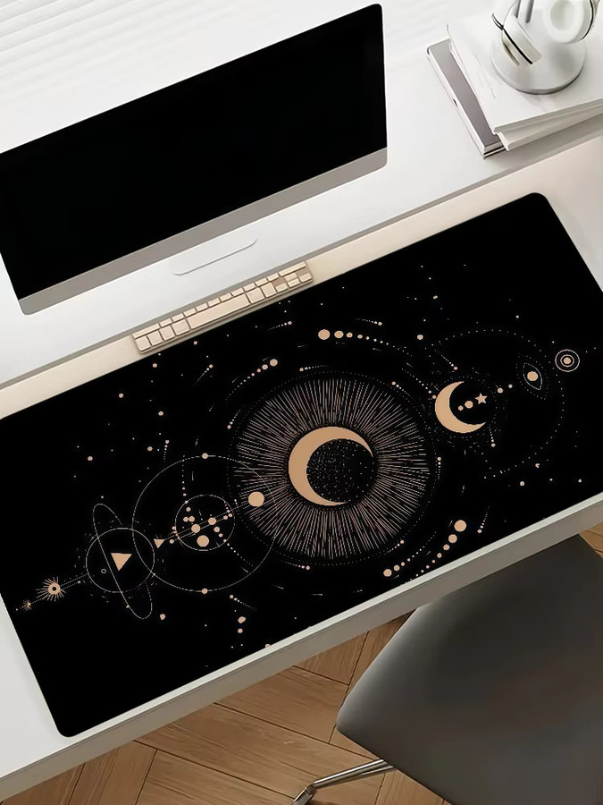 Moon Space Mauspad in Schwarz, rutschfeste XXL Schreibtischunterlage aus Gummi für Gaming und Büro - Bild 7