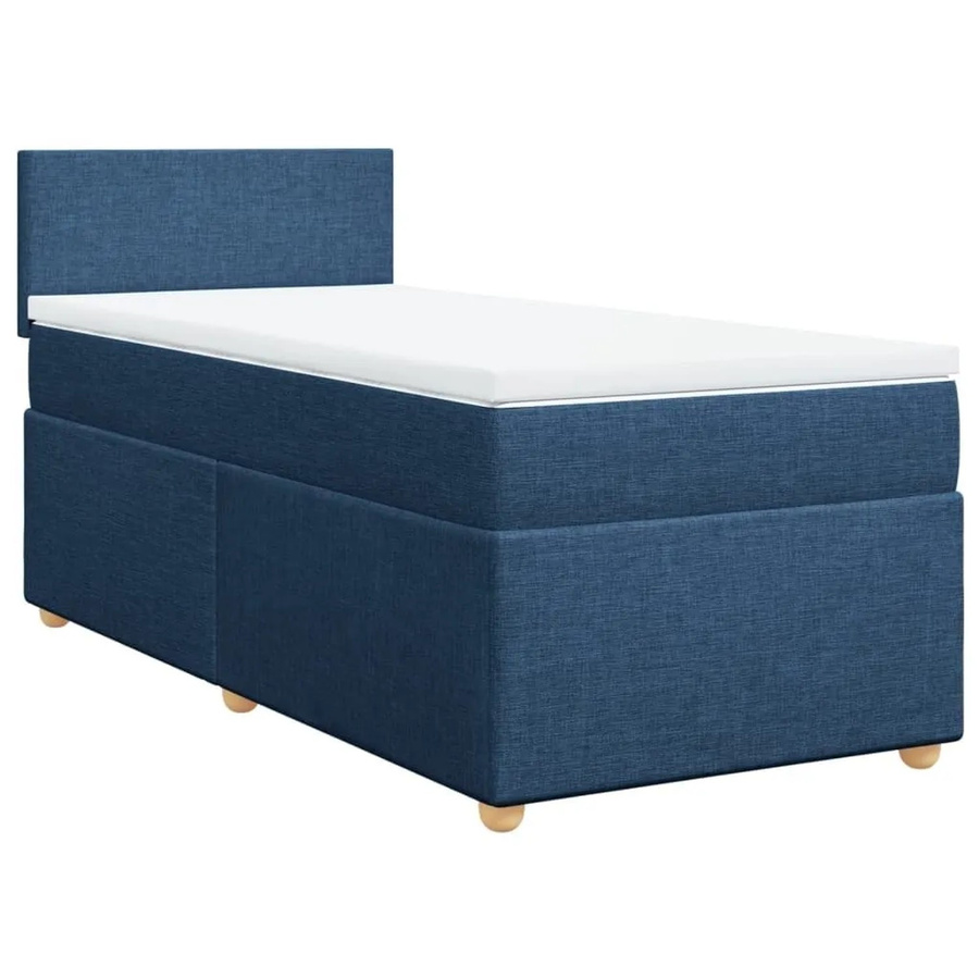 vidaXL Boxspringbett Hybrid mit Matratze und Taschenfedern, Blau, B/T: 90 x 200 cm - Bild 2