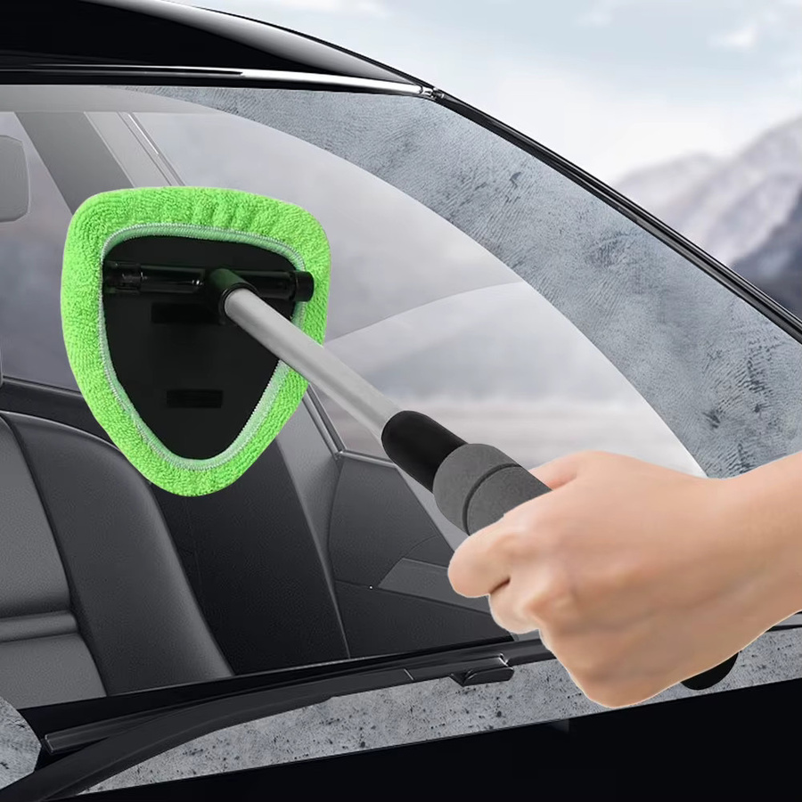 Alloet Fensterreinigungsset für Auto und Haushalt mit ausziehbarem Teleskopstiel, Squeegee und 2 Mikrofaser-Pads in Grün - Bild 2