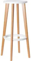 Paperflow Barhocker WOODY in Weiß mit Massivholzbeinen aus Buche und Fußring - Bild 1