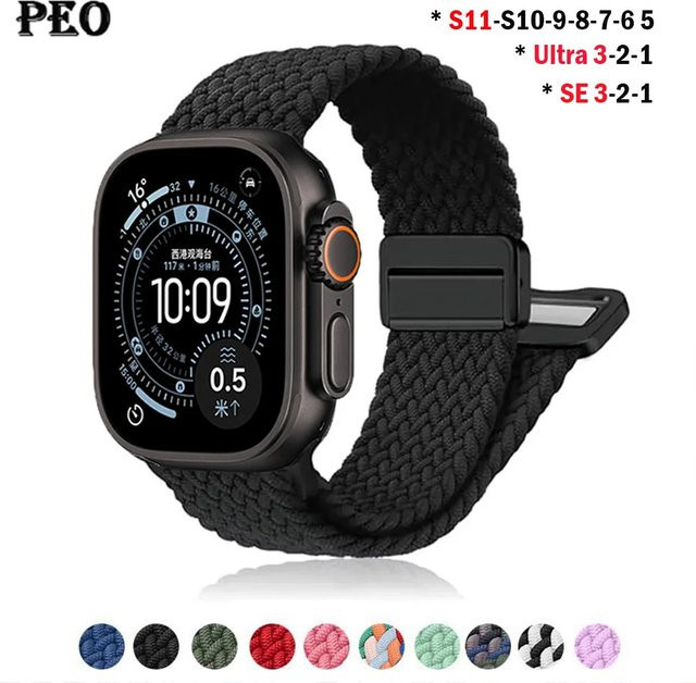 NEY Uhrenarmband Nylon, Schwarz, Geflochten - Bild 1