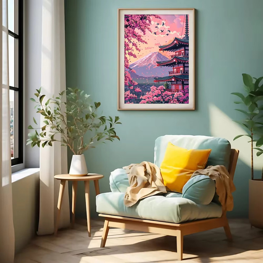XUEQIXIAOZU Diamantmalerei Kirschblüten-Turm als DIY-Wandkunst für Erwachsene - Bild 2