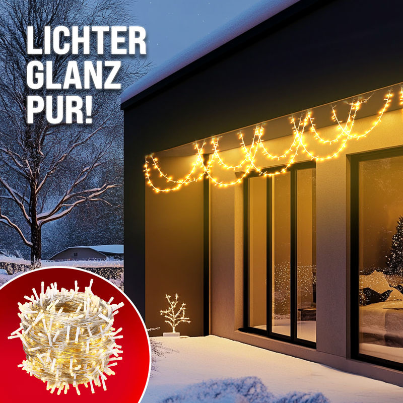 Monzana LED Weihnachts-Lichterkette Warmweiß in Transparent mit 60 m Länge und IP44 Schutzart - Bild 4