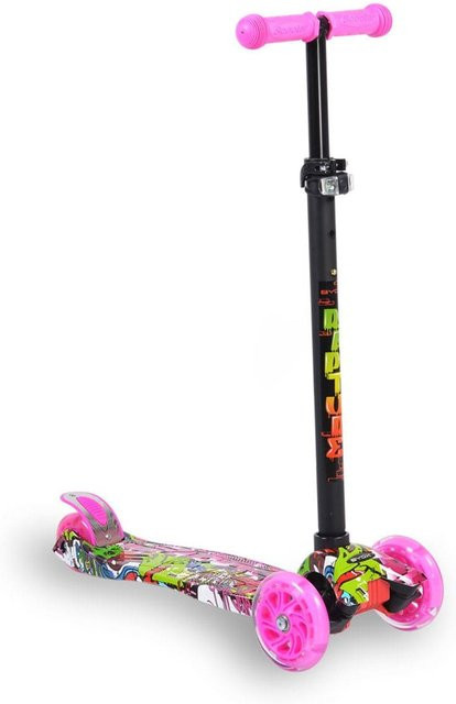 Byox Rapture Kinderroller Scooter aus Alu mit Leuchträdern rosa - Bild 1