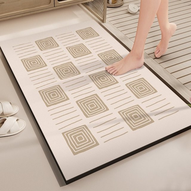 VIKAMA Geometrischer Teppich im skandinavischen Stil, beige und braun, rutschfest, B/T/H: 60 x 40 x 1 cm - Bild 1