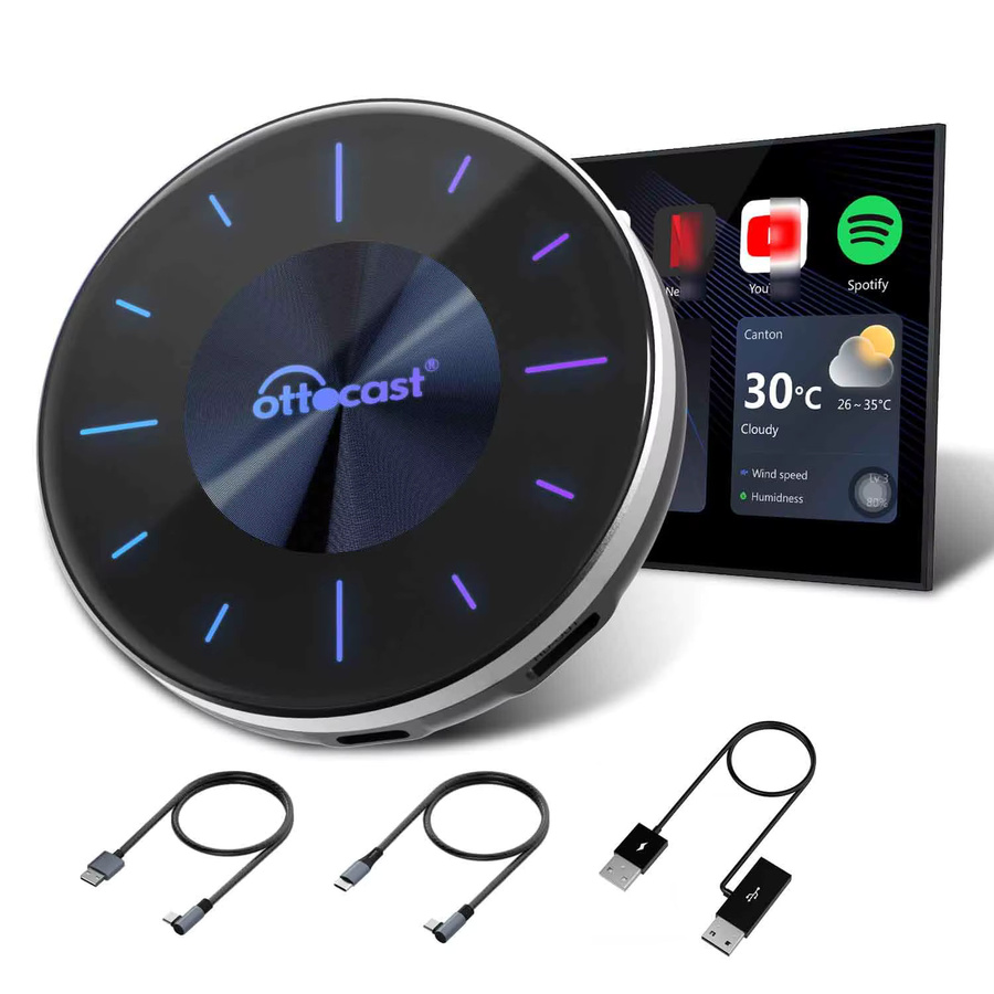 Ottocast P3 Auto TV AI Box mit 8+128G Speicher, kabelloses CarPlay und Android Auto, HDMI-Ausgang und GPS, Schwarz - Bild 5