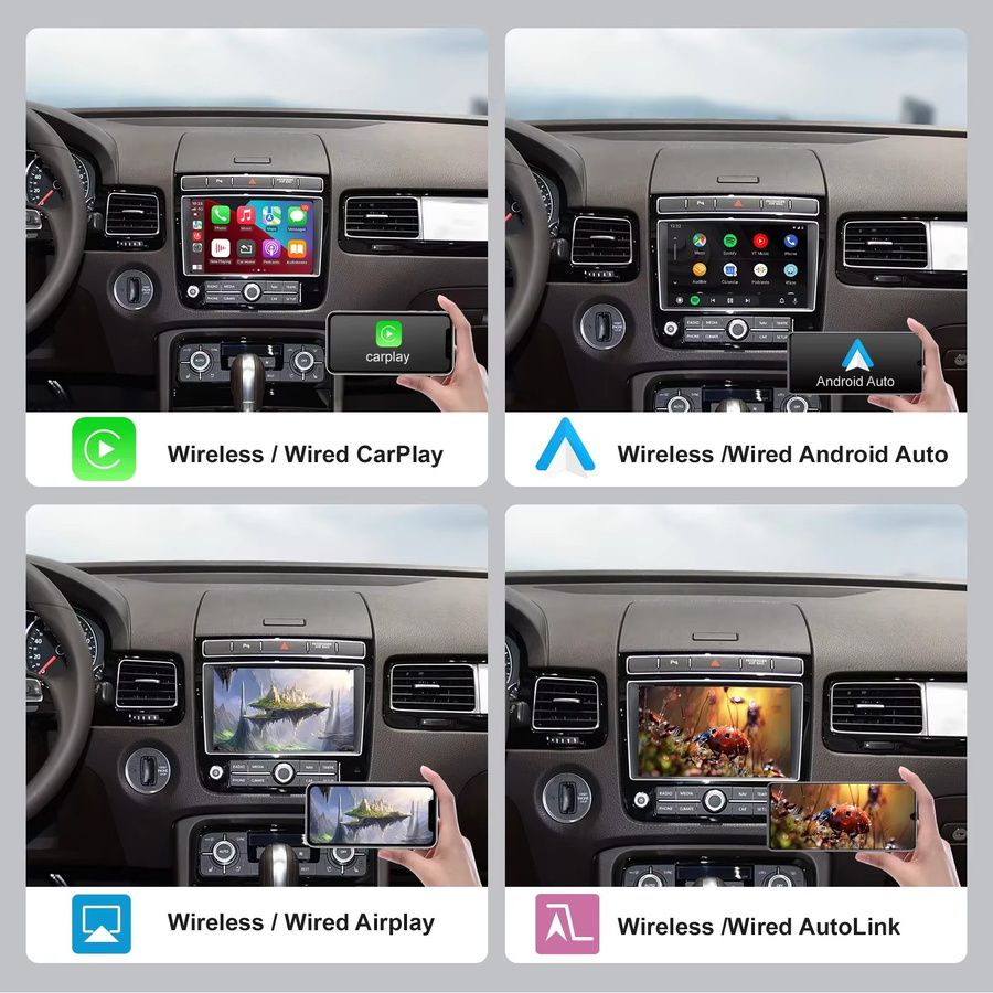 REEIIO Drahtloses CarPlay und Android Auto Modul für VW Volkswagen Touareg RNS850 (2010-2018) mit Mirror Link, AirPlay, Navigation und Bluetooth - Bild 2