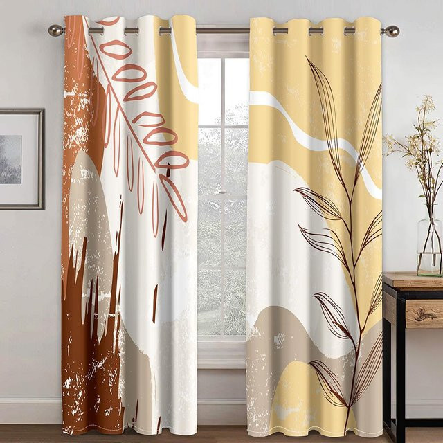 2er-Set Moderner Minimalistischer Wind Abstrakte Kunst Schattenvorhang von Your Warm Home, Semi-transparent, Mehrfarbig, Breite: 100 cm, Höhe: 130 cm - Bild 1