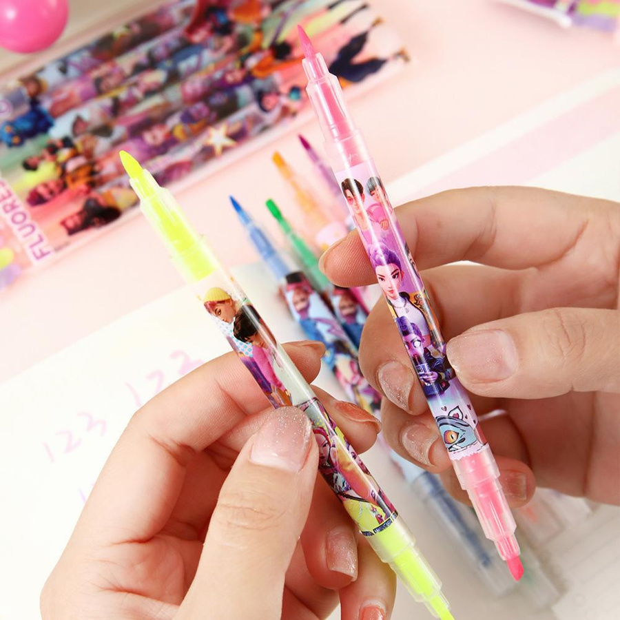 Yiran toy 1 Kpop Devil Hunter Leuchtmarker-Set mit Doppelköpfen in Mehrfarbig für Tagebuch, Zeichnen und DIY-Schulbedarf - Bild 5