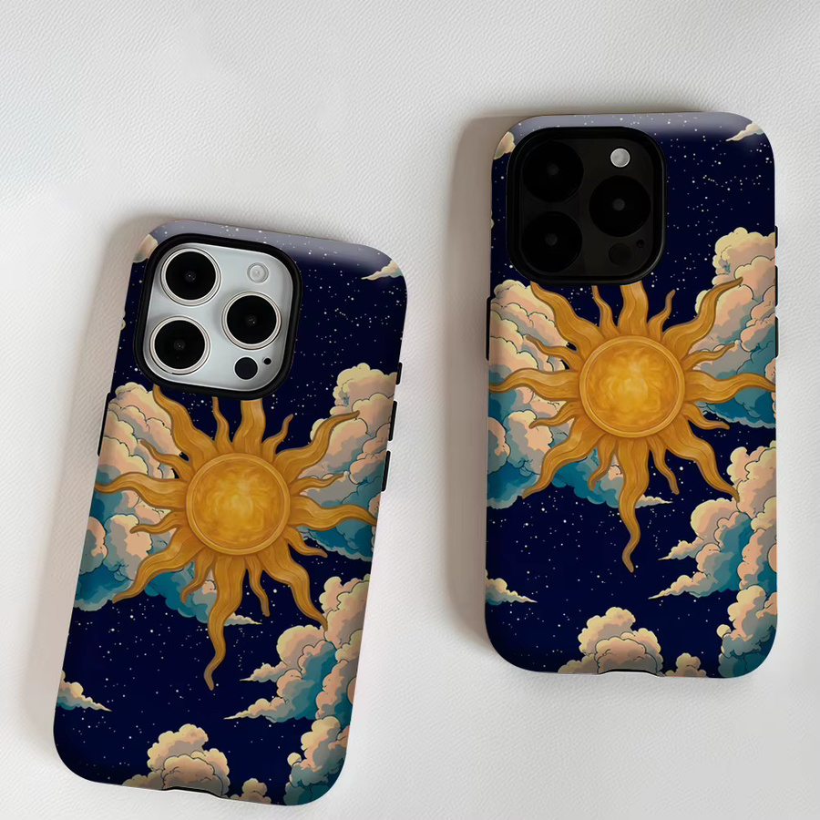 Potdemiel Handyhülle Golden Sun in Clouds für iPhone 17 16 15 14 13 Pro Max Plus, robuste doppelschichtige magnetische Hülle in Gold und Multicolour - Bild 6