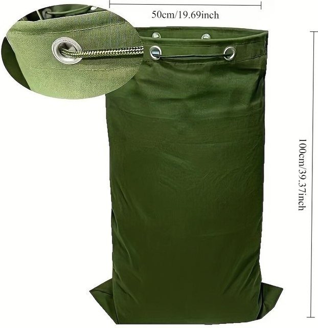 Ventora Aufbewahrungstasche aus Canvas in Grün mit doppeltem Kordelzugverschluss für Campingausrüstung und Outdoor-Freizeit - Bild 1