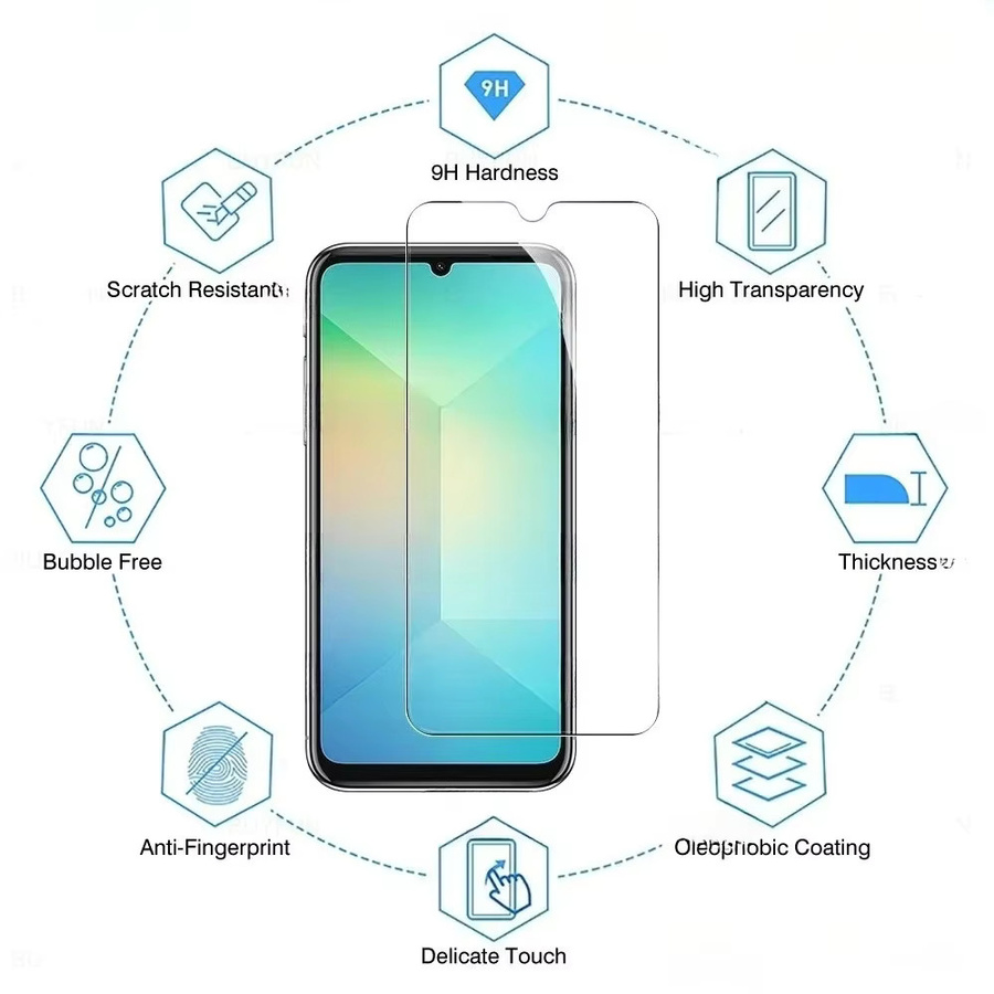9H HD Gehärtetes Glas Schutzfolie für Samsung Galaxy A57 A37 A27 A07 A17 A56 A36 A06 A16 A15 A14 A13 A05 S A04 S in Transparent - Bild 5