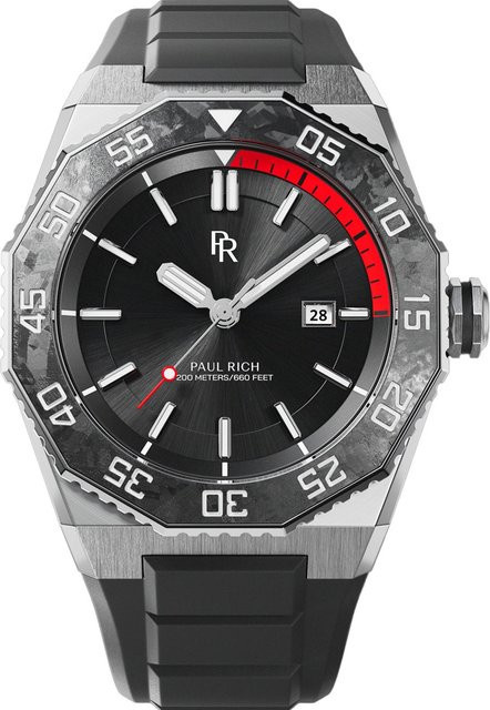 Paul Rich Herrenuhr, Quarz, Edelstahl, 42 mm, Silikon, Schwarz, 20 ATM - Bild 1