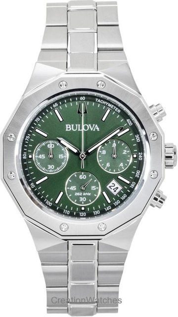 Bulova Chronograph, Edelstahl, Grünes Zifferblatt, Quarz, Herren - Bild 1