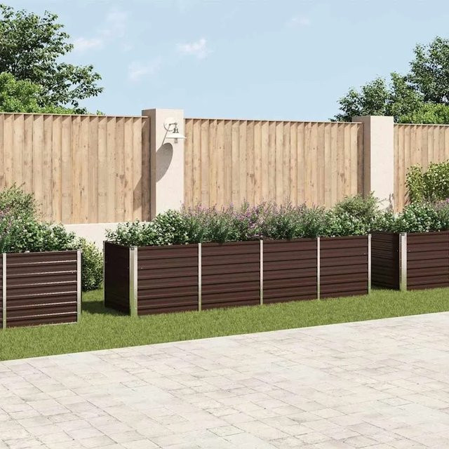 Furnicato Garten-Hochbeet aus verzinktem Stahl in Braun, B/T/H: 320 x 80 x 77 cm - Bild 1