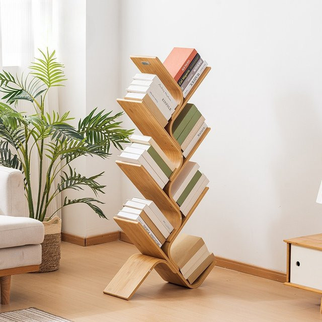 Speedrack Massives Bambus-Bücherregal in Baumform, fünfstufiges Aufbewahrungsregal für Wohnzimmer, Büro und Kinderzimmer - Bild 1