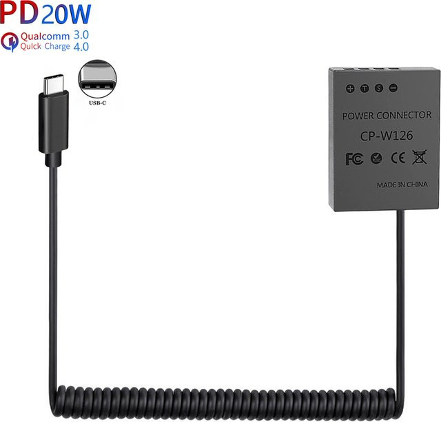 Fujifilm Dummy-Batterie mit USB-C Koppler CP-W126 NP-W126S in Schwarz für X100F X100V X-S10 XT-3 XT-20 X-T30 X-T2 X-T100 X-A X-E X-Pro - Bild 1