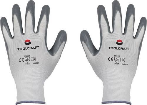 TOOLCRAFT Arbeitshandschuhe aus Polyamid und Nitril in Grau, Größe M, EN 388 CAT II - Bild 1