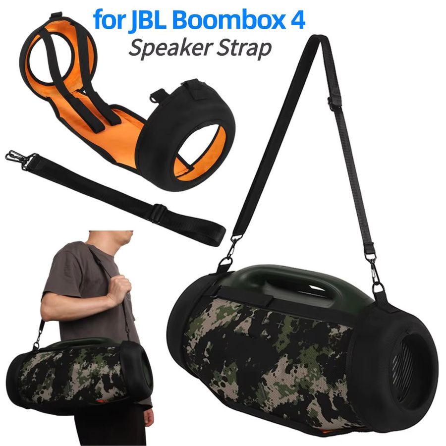 EVA Lautsprecher Gurt Halter Träger für JBL Boombox 4 Schutzhülle mit Schultergurt in Schwarz und Orange - Bild 2