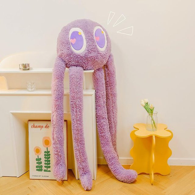 Niedliche langbeinige Oktopus Puppe, Plüsch Stofftier, grau, 90cm - Bild 1