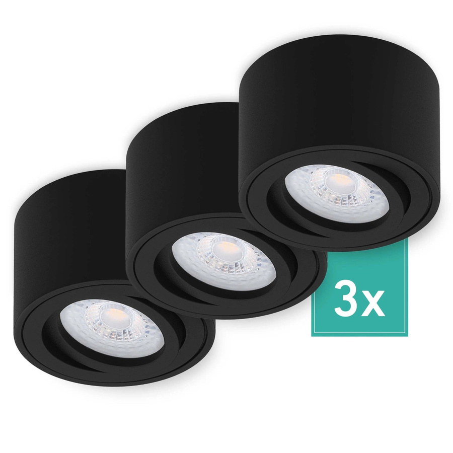 Oktaplex Lighting 3er Set Lile S Alu Aufbaustrahler Schwarz mit schwenkbaren LED-Modulen Warmweiß 3000K - Bild 2
