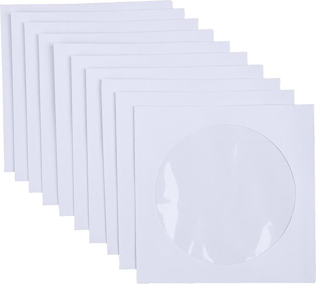 50 Stück CD-DVD-Papierhüllen mit transparentem Fenster in Weiß, 12,5 cm - Bild 1