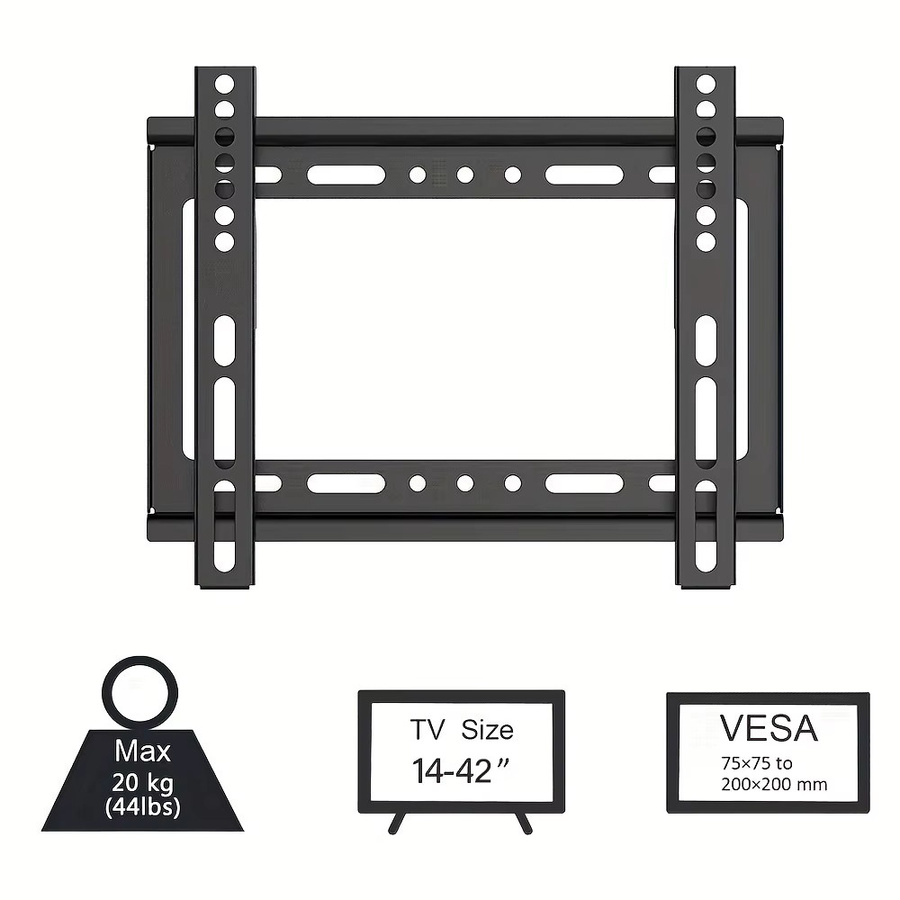 BEISHI Universal-TV-Wandhalterung für Flach- und gebogene Fernseher von 14 bis 42 Zoll, Farbe: Schwarz oder Grün, max. VESA 200 x 200 mm, bis zu 25 kg Traglast - Bild 3