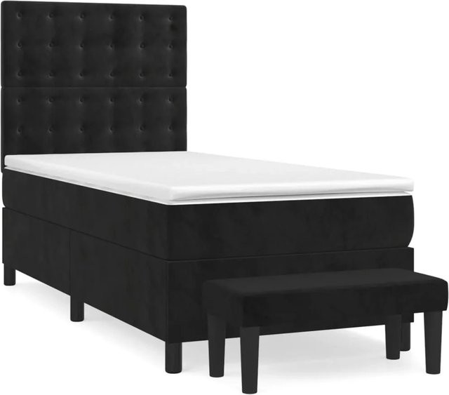 vidaXL Boxspringbett mit Matratze Schwarz Samt B/T: 100 x 200 cm - Bild 1