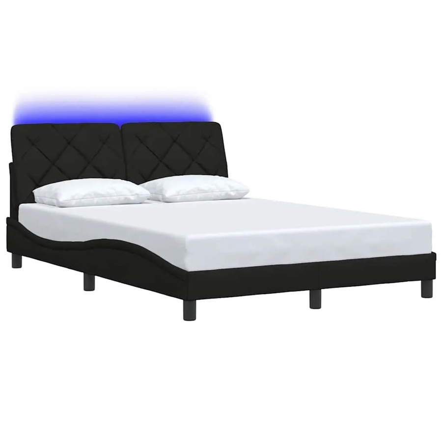vidaXL Bettgestell mit LED-Beleuchtung und USB-Anschluss in Schwarz, Stoffbezug, B/T/H: 140 x 200 x 145 x 218 cm - Bild 2