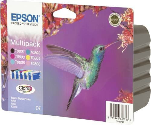 Epson Original T0807 Tintenpatronen Multipack CCMMYK Schwarz, Cyan, Magenta, Gelb, Light Cyan, Light Magenta für Stylus Photo und PX-Serie - Bild 1