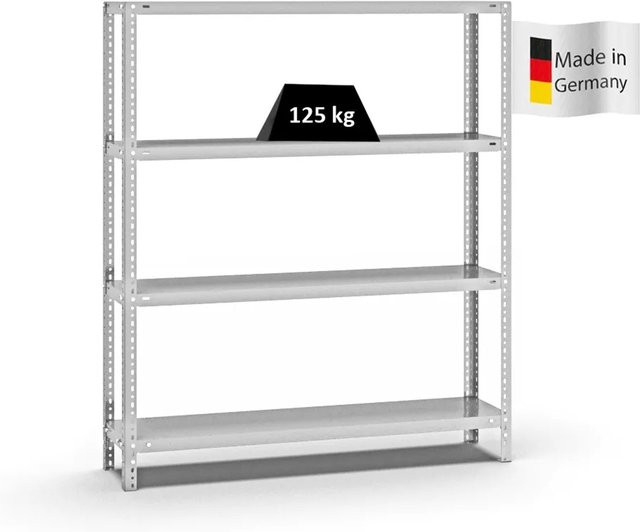 PROREGAL Fachbodenregal Light-Duty mit 4 Ebenen, beidseitig nutzbar, Lichtgrau, H x B x T: 150 x 130 x 30 cm - Bild 1