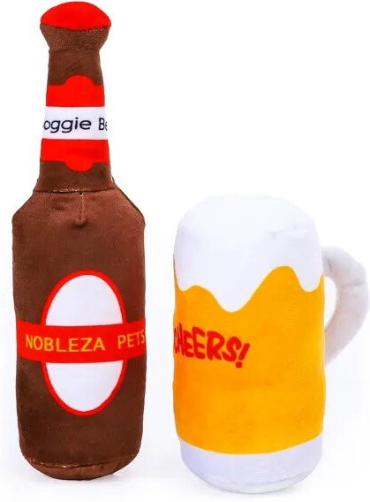 nobleza Plüsch Hundespielzeug, Bierflasche oder Bierglas, mit Quietschfunktion - Bild 1