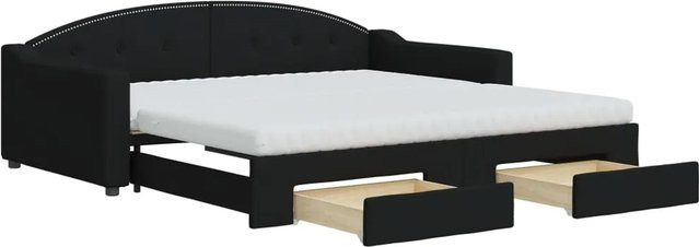 vidaXL Tagesbett ausziehbar mit Schubladen in Schwarz, B/T/H: 223 x 100 x 75 cm - Bild 1