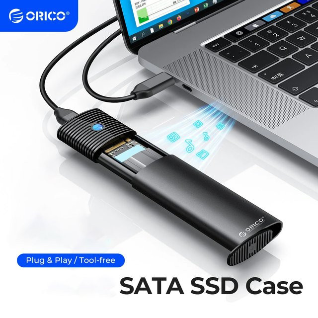 ORICO SATA SSD-Gehäuse USB 3.1 Typ C 5Gbps Externer Adapter für NGFF SSD B+M/B Key in Schwarz oder Pink - Bild 1