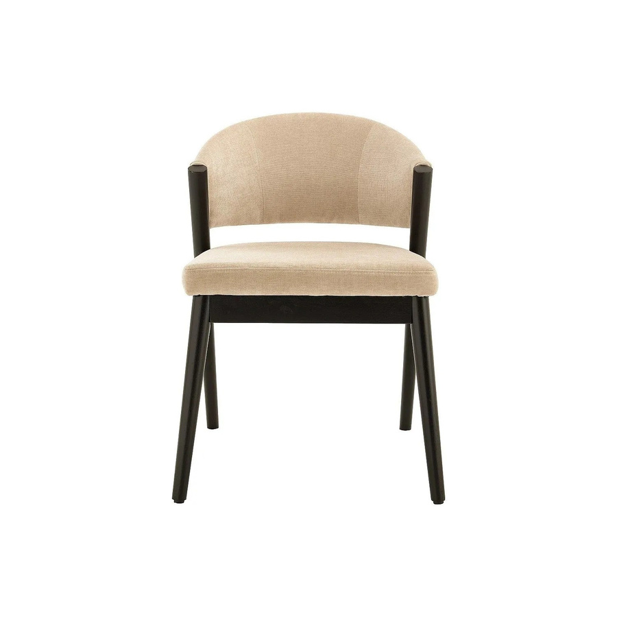 Vente-unique Stuhl Zelvyn Modern in Beige und Schwarz aus Stoff und Kautschukholz, B/T/H: 53,5 x 64,0 x 76,0 cm - Bild 2