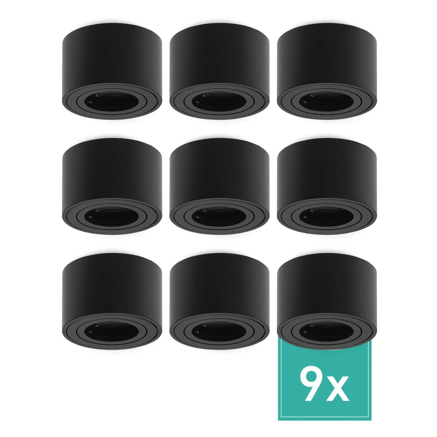 Oktaplex 9er Set Aufbaustrahler aus Aluminium in Schwarz für LED-Module, verstellbare Spotrahmen 230V - Bild 2